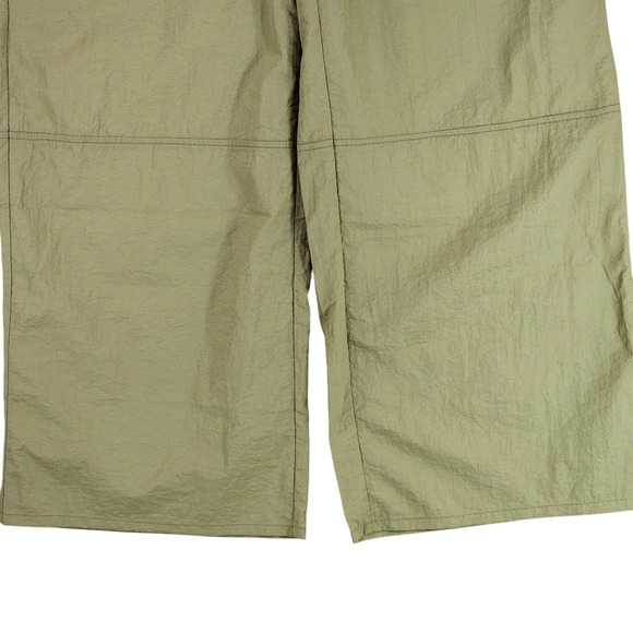 Mod Ref Wide Leg Nylon Pant L Women Olive Green Elastic Waist 31x29.5 Loungewear - Picture 9 of 11